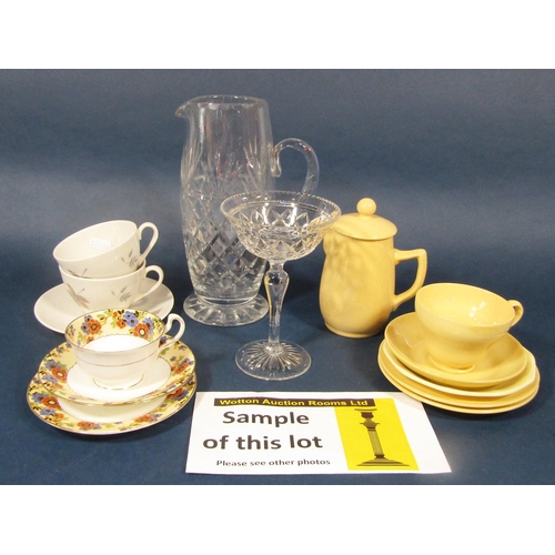 59 - A collection of ceramics and glassware including Wedgwood yellow glazed wares comprising milk jug, s... 