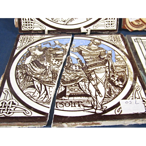 63 - A small collection of 19th century Minton tiles including two examples showing professions - Barber ... 