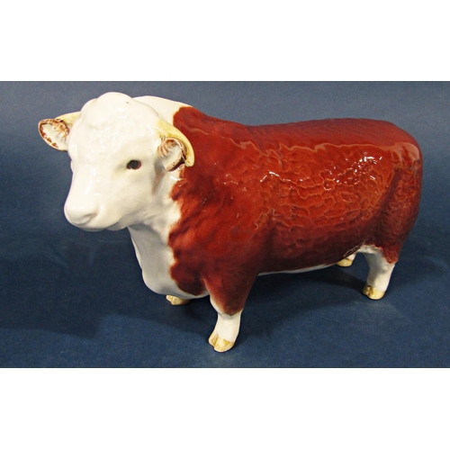 68 - A Beswick model of a Hereford bull with circular printed mark to base, 19cm long approx