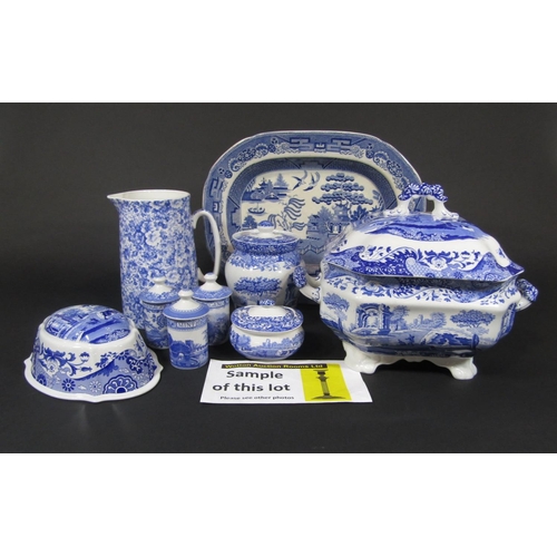 1 - A quantity of Copeland Spode Italian pattern blue and white printed wares comprising two handled tur... 