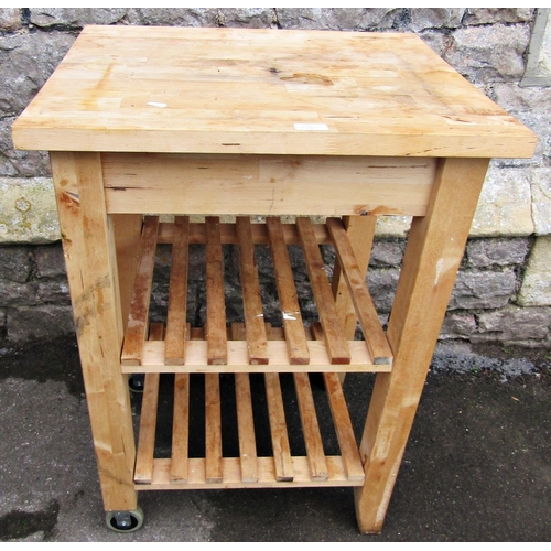 A contemporary beechwood portable kitchen work table of rect... Barnebys