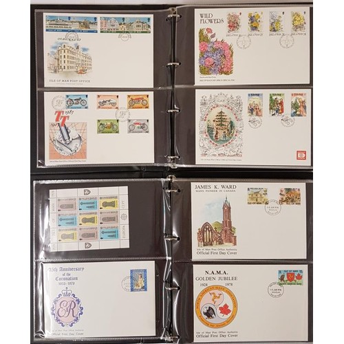 14 - Isle Of Man Postal History: First Day Covers - 2 Full Albums from 1977 to 1994 c.75+