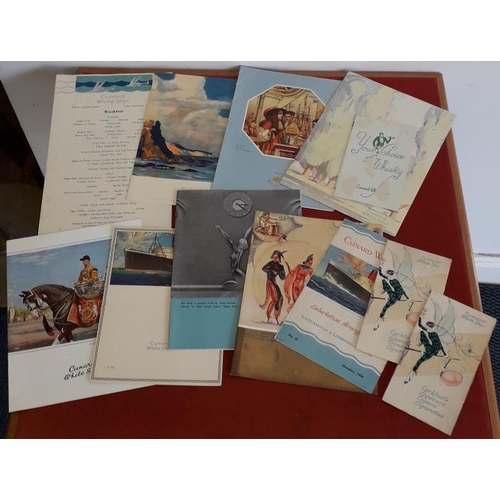 28 - Cunard White Star 'Queen Mary': A collection of 12 menus/brochures re. Atlantic Crossing, October 19... 