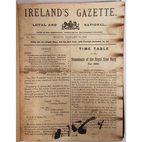44 - Bound Copy of One Year of Ireland's Gazette From January 1900 to December 1900 (portion of front Jan... 