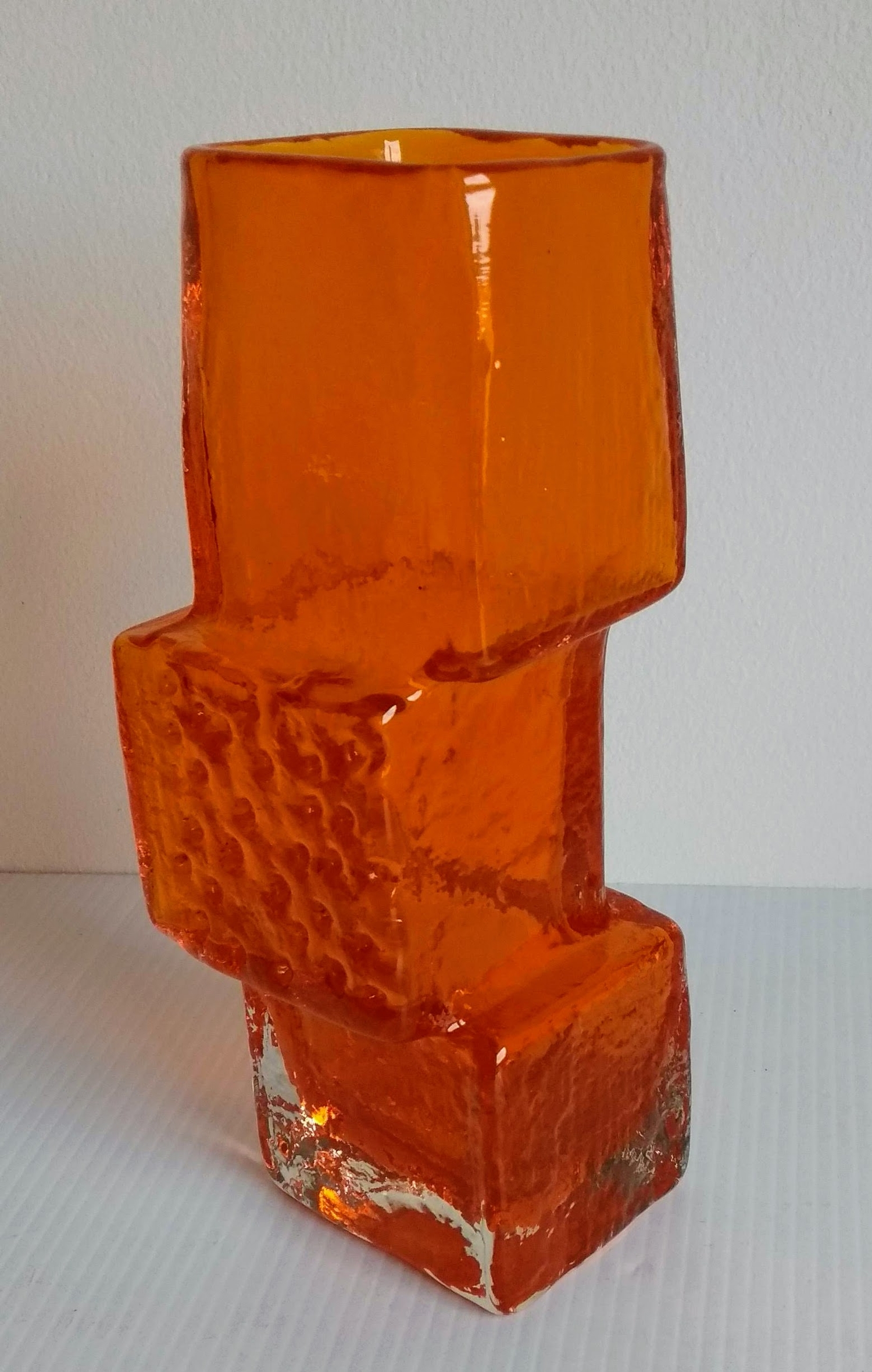 A Whitefriars Tangerine Drunken Bricklayer Vase By Geoffrey