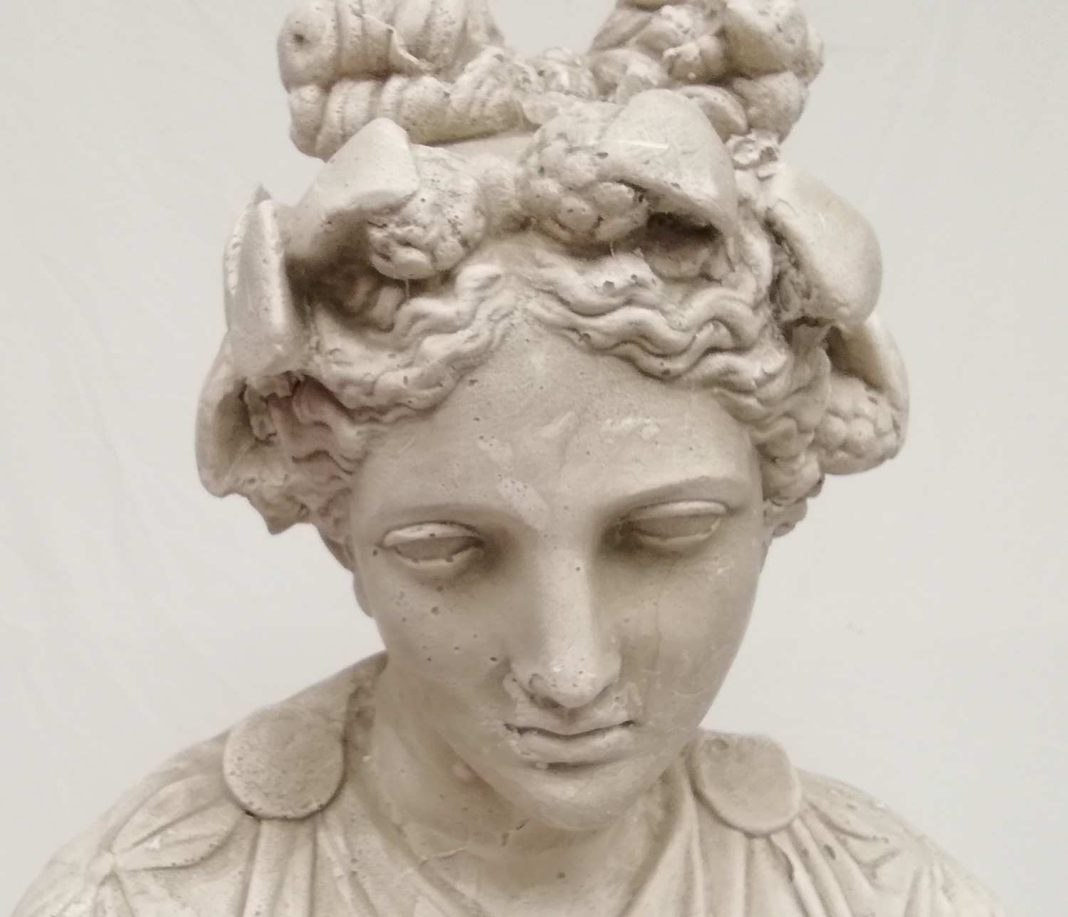 A Plaster Bust Depicting A Classical Roman Noble Woman 69 Cm High