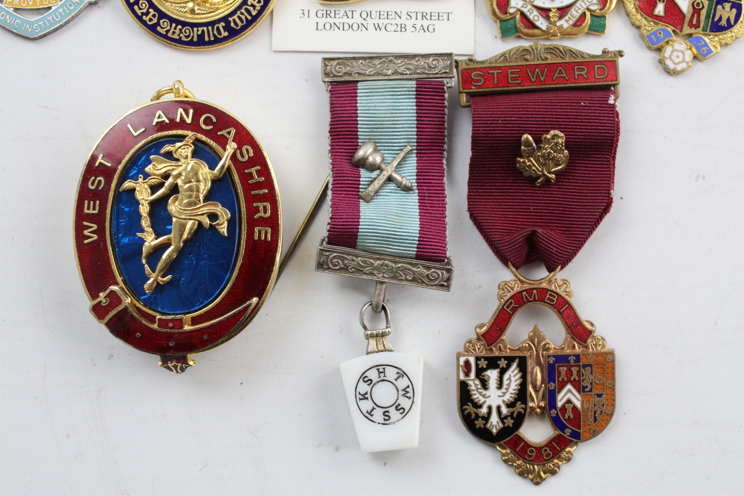 8 x Assorted Vintage MASONIC Medals & Jewels Base Metal Inc. Steward ...