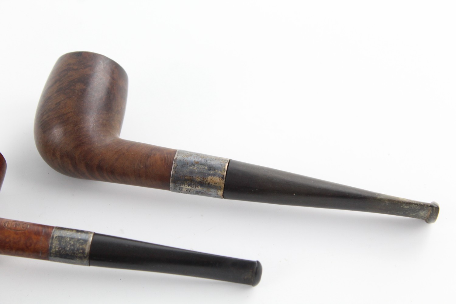 3 x Assorted Vintage Estate Smoking Pipes with SOLID SILVER Mounts Inc