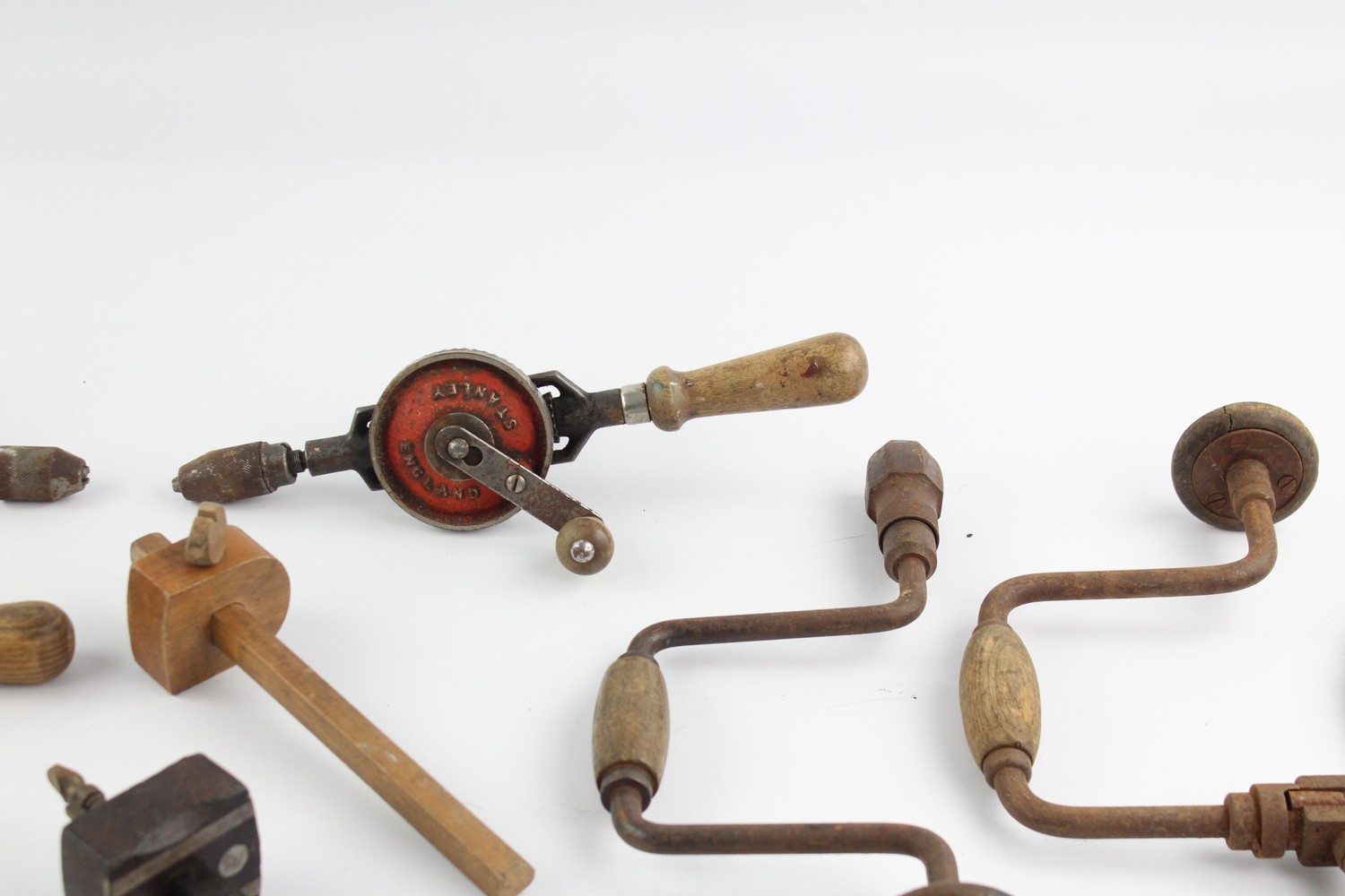 10 x Vintage JOINERS TOOLS Inc Drill, Set Square, Stanley Etc