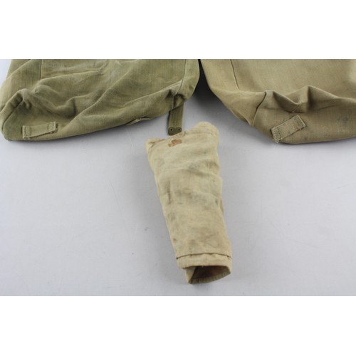22 - 3 x Assorted MILITARIA Inc WW2 Webbing Backpacks Dated 1941 + 1944, Shaving Kit