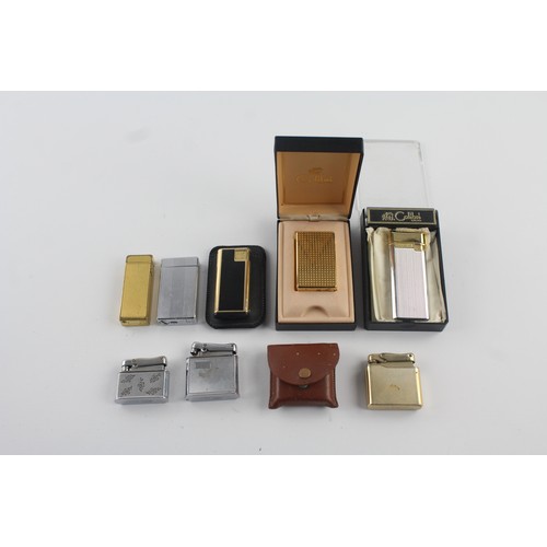 56 - 9 x Assorted Vintage COLIBRI Cigarette LIGHTERS Inc Boxed, Gold Tone, Ladies