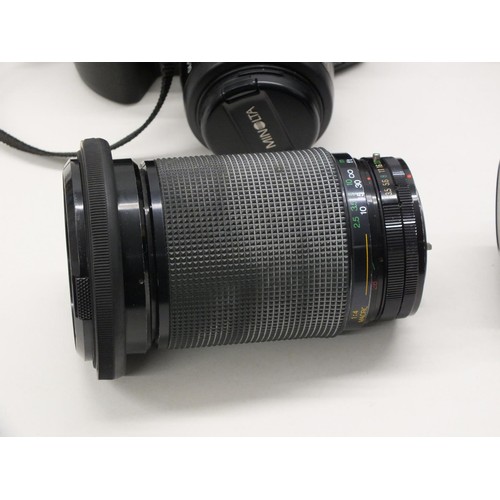 3 x VINTAGE CAMERAS PLUS LENSES IN CASE