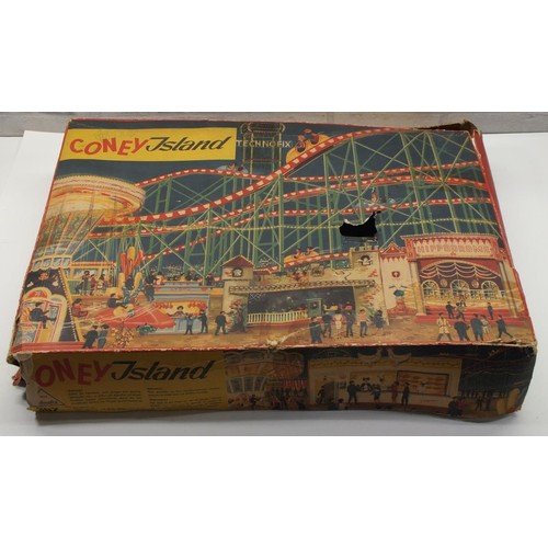 32 - VINTAGE TECHNOFIX CONEY ISLAND TOY ROLLER COASTER IN ORIGINAL BOX- COMPLETE WITH TWO CARS AND KEY