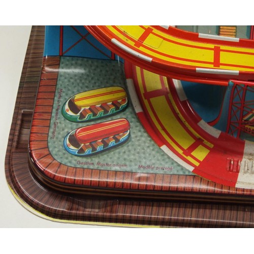 32 - VINTAGE TECHNOFIX CONEY ISLAND TOY ROLLER COASTER IN ORIGINAL BOX- COMPLETE WITH TWO CARS AND KEY