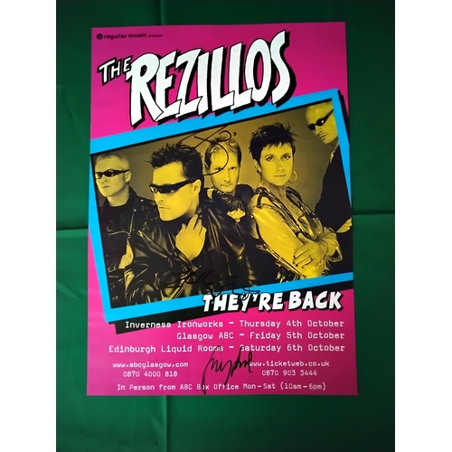 Signed autopraph poster of the Rezillos