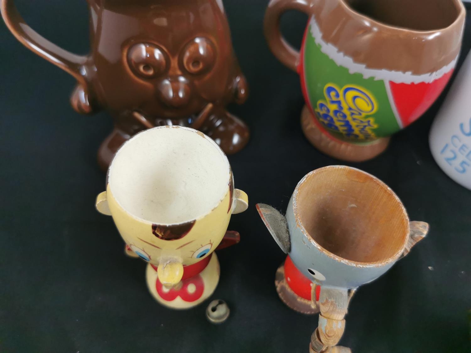 Two unusual vintage wooden egg cups Noddy and Big Ears hand painted ...