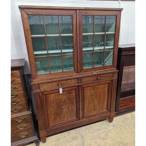 10 - A 19th century Continental mahogany glazed side cabinet, width 116cm, depth 40cm, height 166cm... 