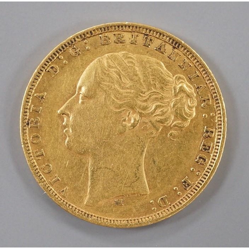 A Victoria 1880 gold sovereign.