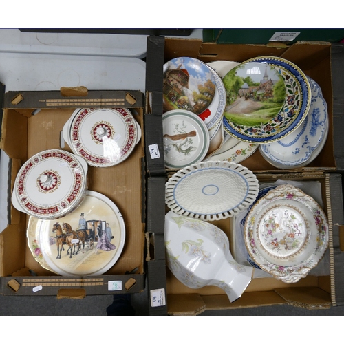 16 - A mixed collection of items to include: Decorative Wall Plates, Wedgwood Queens Ware plate, Royal Al... 