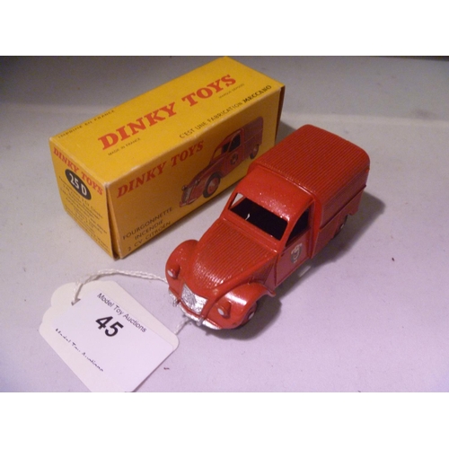 45 - dinky toys france citroen 2cv fourgon (model E box VG and complete)