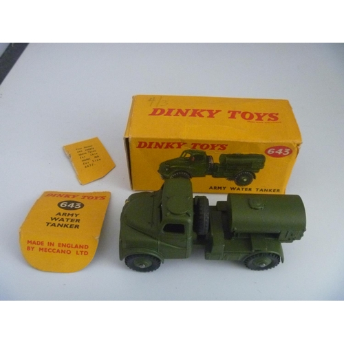 DINKY TOYS MILITARY ARMY (MODEL VG BOX F WITH SOME DETACHED FLAPS) WATER TANKER