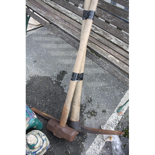 Sledge hammer & pick axe