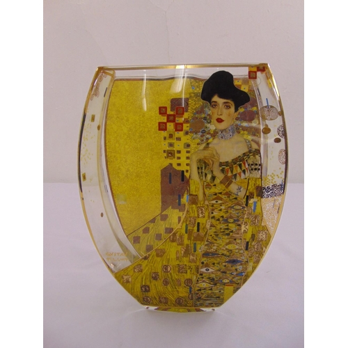 Goebel Shaped Rectangular Glass Vase Decorated With A Gustav Klimt