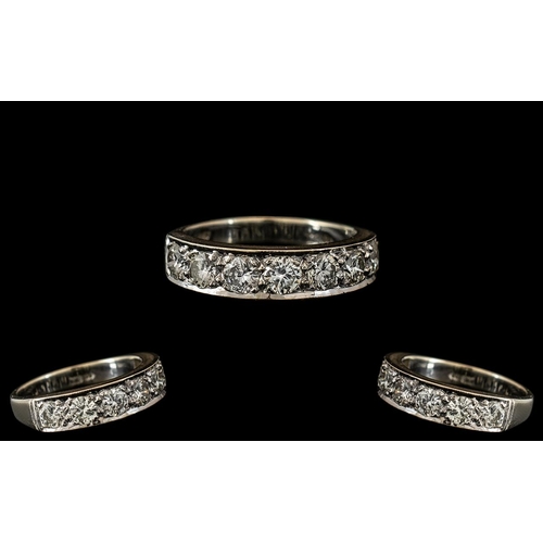 3 - 18ct White Gold Superb Quality & Seven Stone Diamond Set Ring, Marked 18ct Gold to Interior of Shank... 