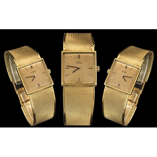 40A - Omega - 18ct Gold 1970's Dress Wrist Watch, With Integral 18ct Gold Mesh Bracelet, Full 18ct Gold Ha... 