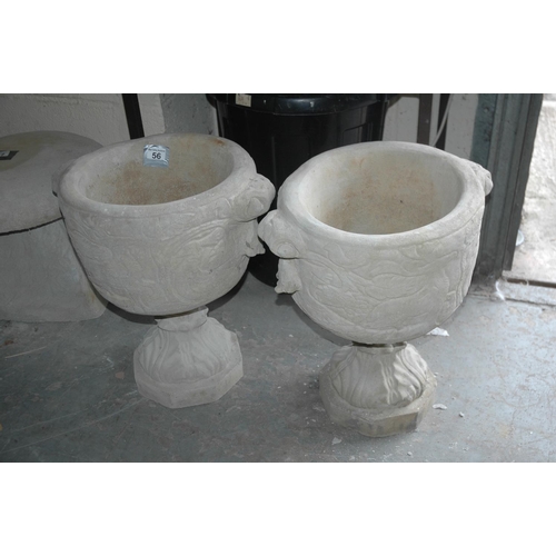 56 - Pair of concrete urns