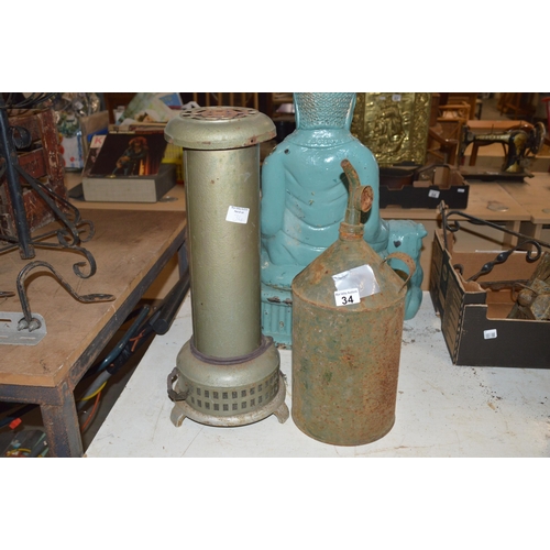 34 - Paraffin heater & fuel can