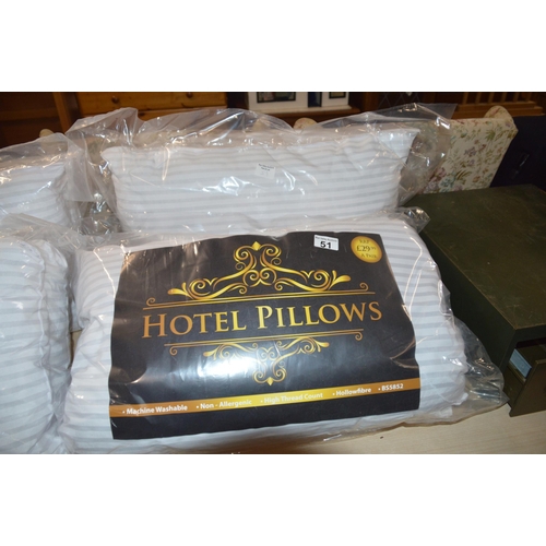 51 - 2 x NEW pair hotel pillows
