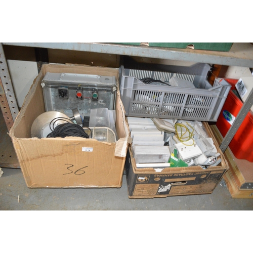 13 - 3 boxes of electrical fittings etc