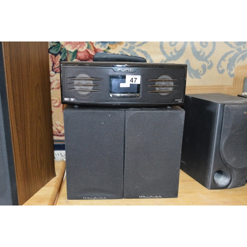 47 - Pure stereo & pair of Wharfdale speakers