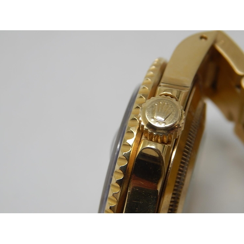 150 - 18ct GOLD ROLEX SUBMARINER DATE 16618: The Case, Bracelet & Bezel in 18ct Gold, Blue Bezel & Electri... 