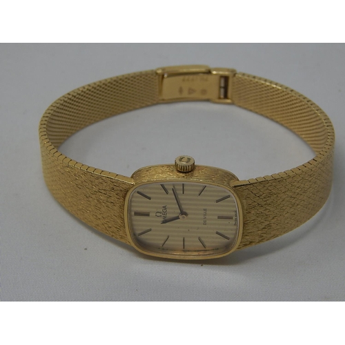 405 - 18ct Gold Omega De Ville Ladies Wristwatch: Gross weight 53g: Working when catalogued