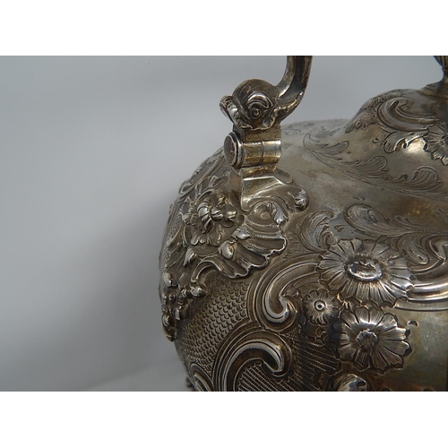 422 - HUGE Early Victorian Silver Tea Kettle of Outstanding Quality with Original Stand & Burner: Hallmark... 