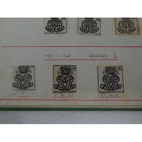 11 - An important collection of The First Adhesive Stamps from 1694 to 1760 representing the reigns of Wi... 