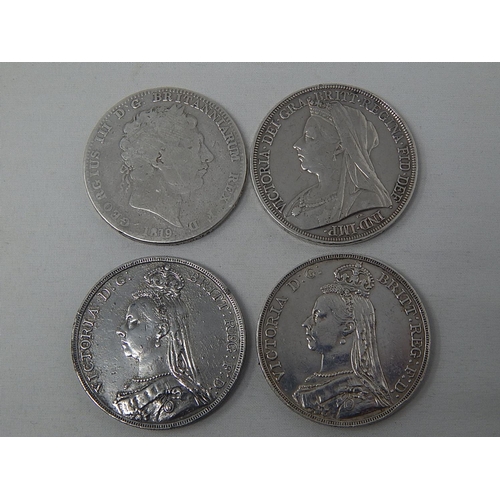 48 - George III/Victoria Silver Crowns: 1819, 1887, 1891, 1896