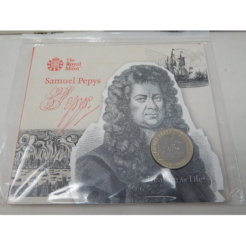 10 - 2008 UK Olympic Games Handover £2 coin; A Force as Great as the Sea £2 coin; Samuel Pepys £2 coin; M... 