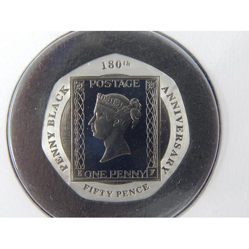 28 - Rare 180th Anniversary of the Penny Black 2020 Silver Proof PIEDFORT 50p coin cover, only 499 issued... 