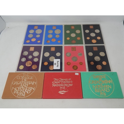 50 - Collection of UK Proof Sets 1970, 1971, 1973(2), 1974, 1975(2), 1976, 1977(2), 1978, mostly about as... 