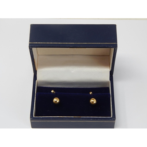 16 - A Pair of 9ct Yellow Gold Earrings With Butterfly Fastenings in Fitted Case.