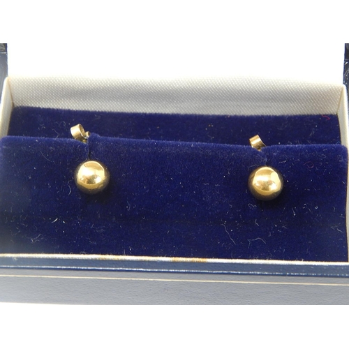 16 - A Pair of 9ct Yellow Gold Earrings With Butterfly Fastenings in Fitted Case.