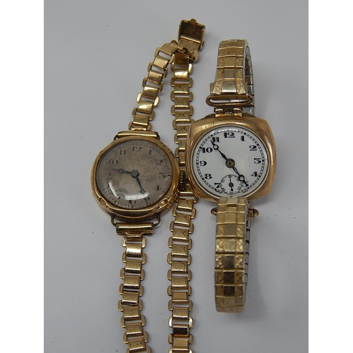 18 - Two 9ct Yellow Gold Ladies Wristwatches: A/F