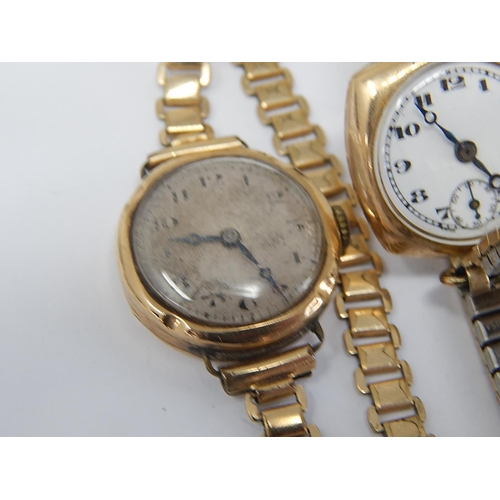 18 - Two 9ct Yellow Gold Ladies Wristwatches: A/F