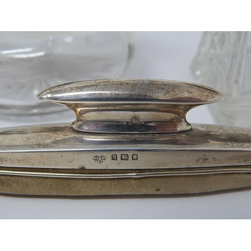 36 - Hallmarked Silver Mounted Items to Include a Scent Bottle with original stopper, nail buffer & hair ... 