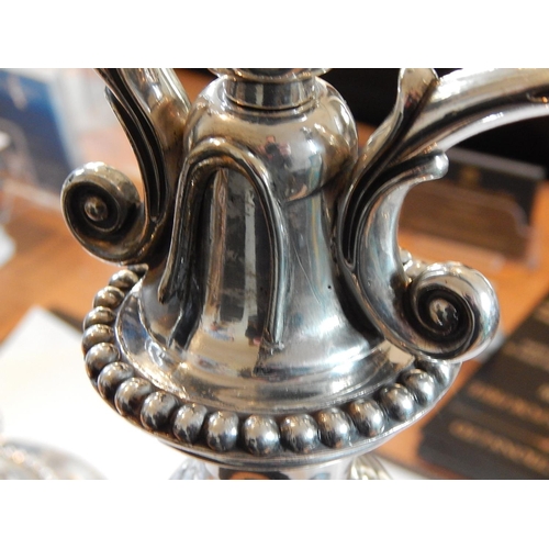 44 - A Superb Pair of Sterling Silver Three Branch Candelabra, weighted, not Hallmarked but tested as Ste... 