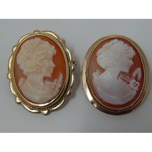 2 x Vintage 9ct cameo brooches: 5179