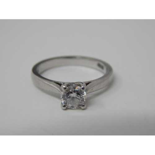 Platinum & Diamond Solitaire Ring Set with a 0.61ct Diamond: Colour "D" with Full IGI Report: Size J in Original Fitted Case.